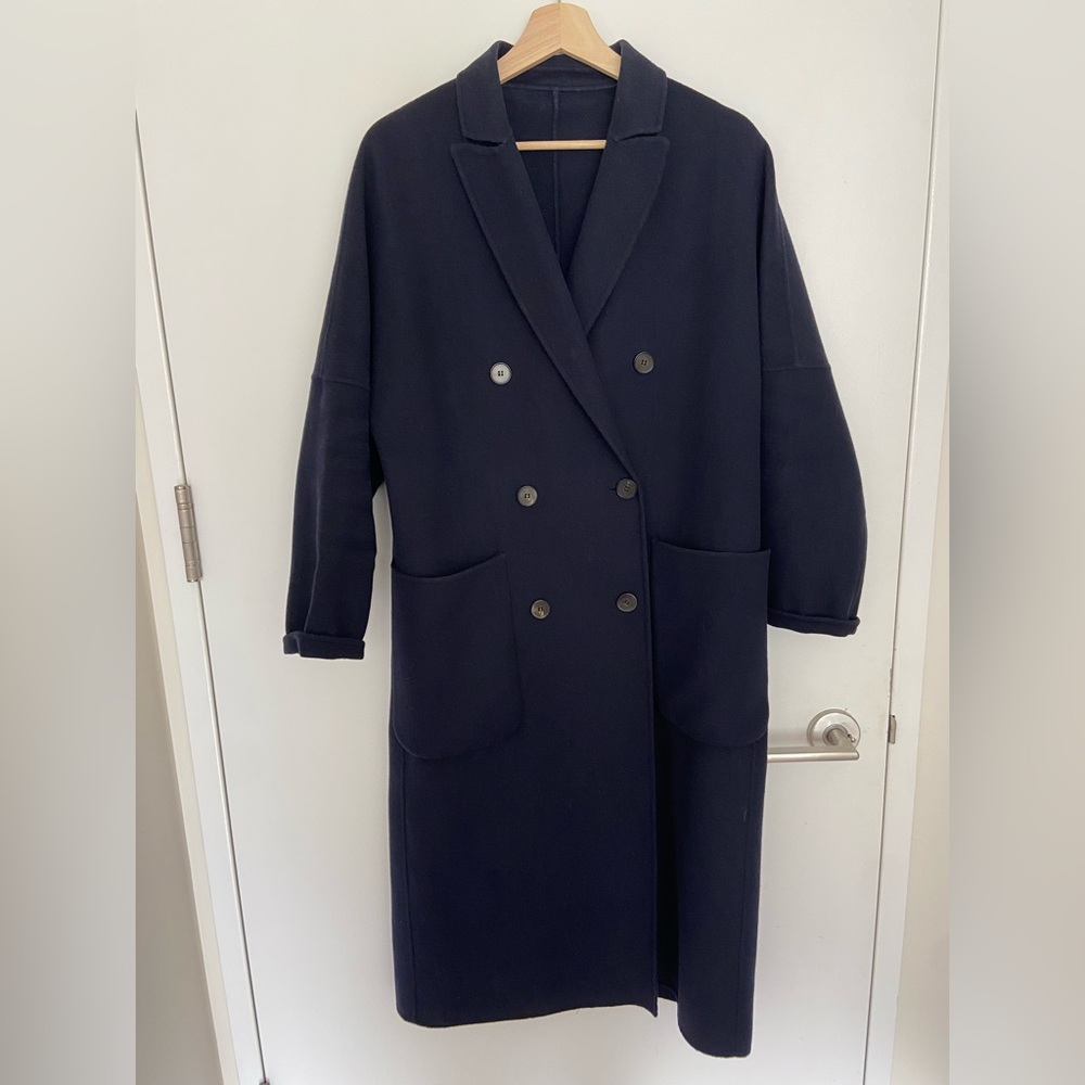 Zara navy unlined wool coat M-L